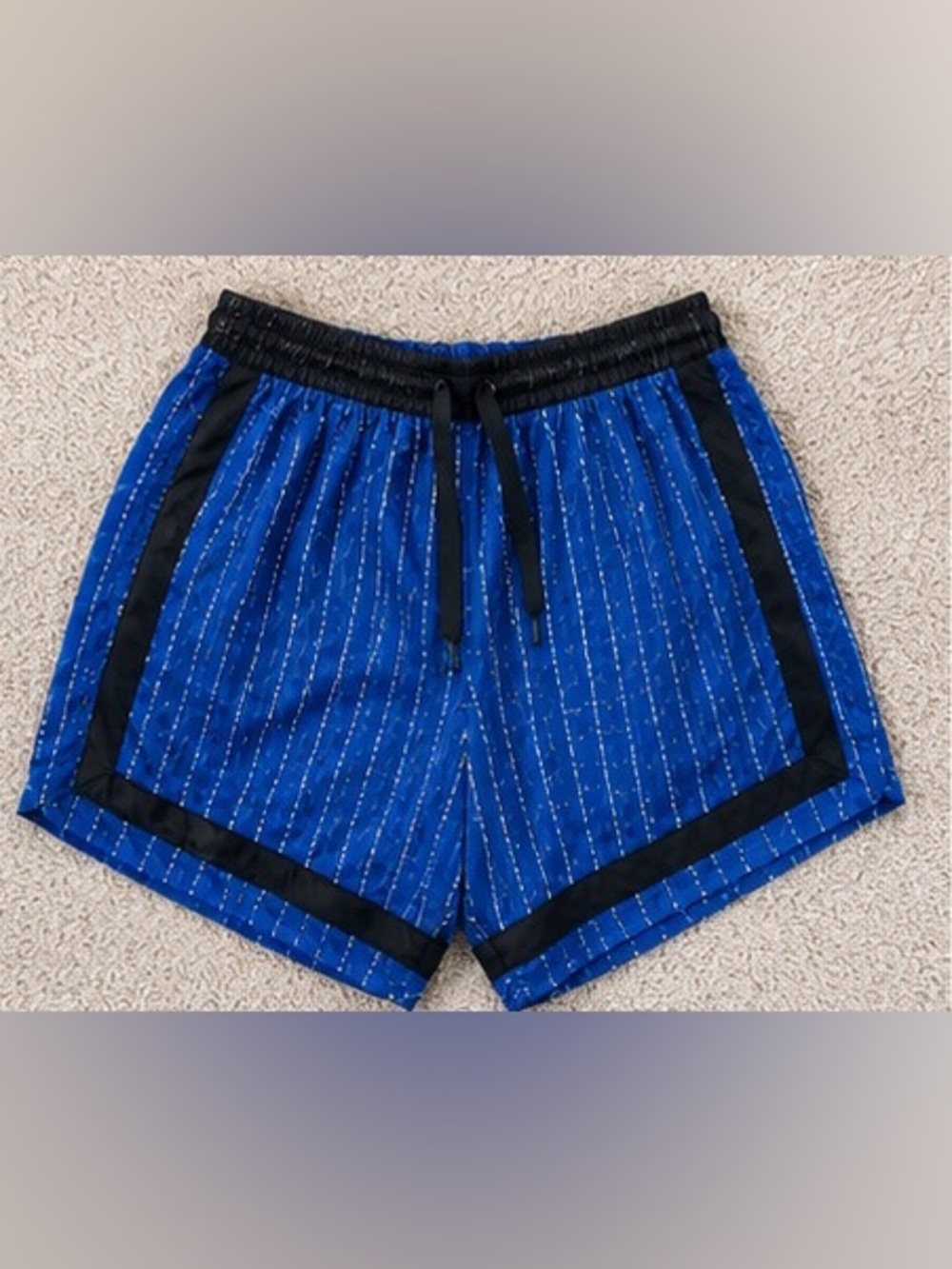 Nike Blue Pinstripe Athletic Shorts with Black Trim